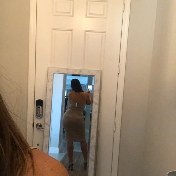 Tan Knit Body-con Dress - Picture 2 of 2